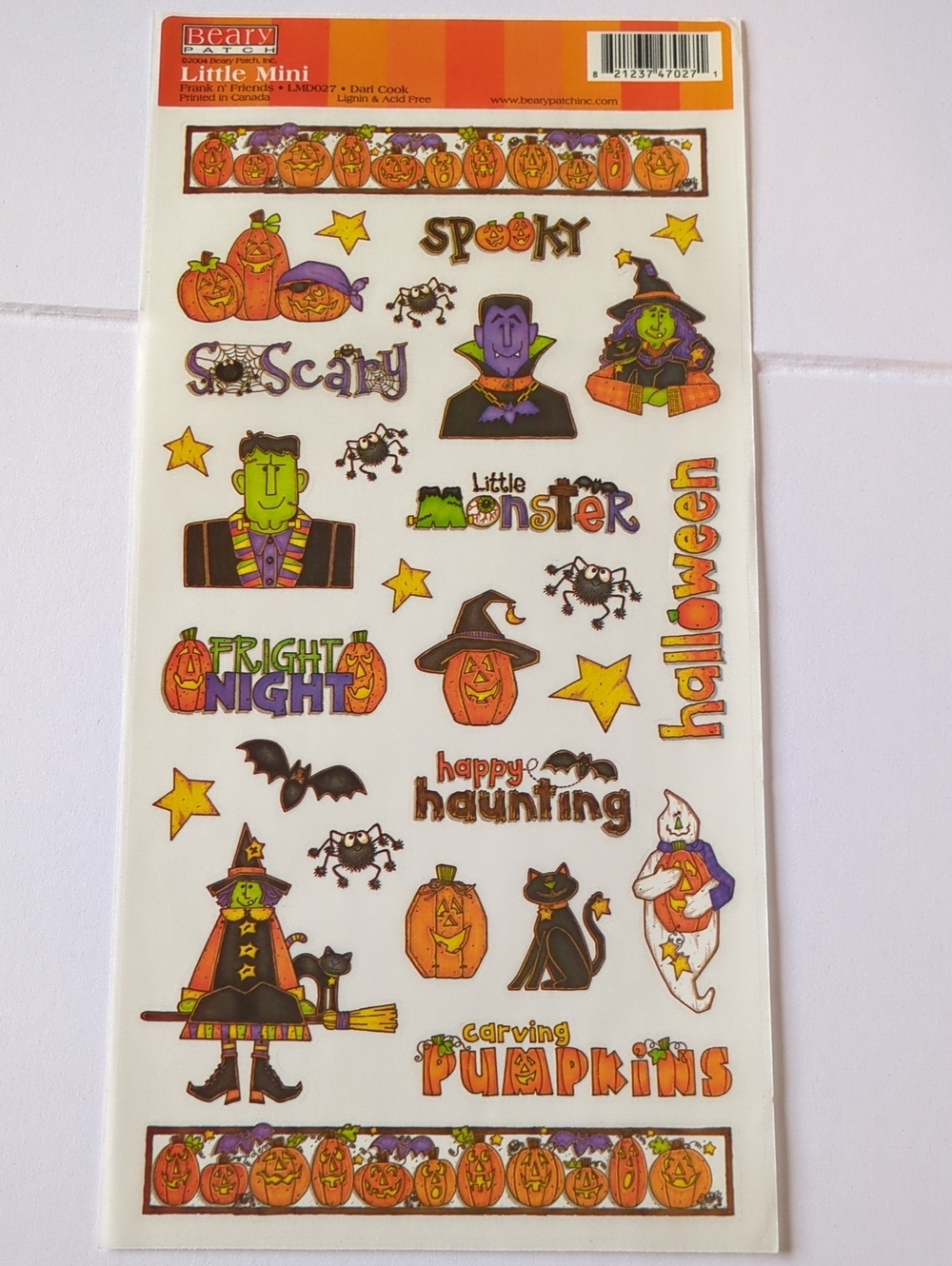 ☀️VTG 2004 Beary Patch Halloween Stickers Sheet Frank n Friends Little Mini